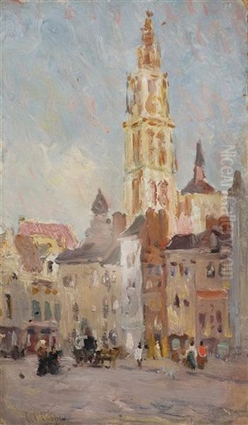 Plaza With Cathedral Oil Painting by Colin Campbell Cooper