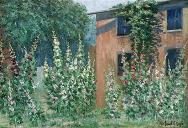 Hollyhock Garden Oil Painting by Colin Campbell Cooper