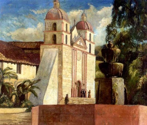 View Of A Cathedral, With Palm Trees Oil Painting by Colin Campbell Cooper