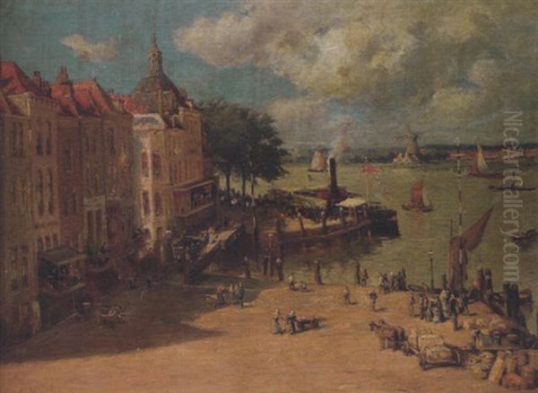 The Harbor At Dordrecht, Holland Oil Painting by Colin Campbell Cooper