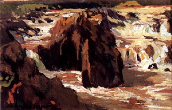 A Rocky Coast Oil Painting by Colin Campbell Cooper