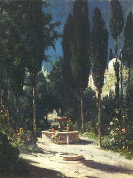 Garden Of Alcazar Oil Painting by Colin Campbell Cooper