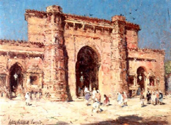 Temple At Amadabad, India Oil Painting by Colin Campbell Cooper