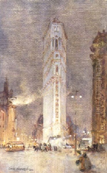 Times Square Oil Painting by Colin Campbell Cooper