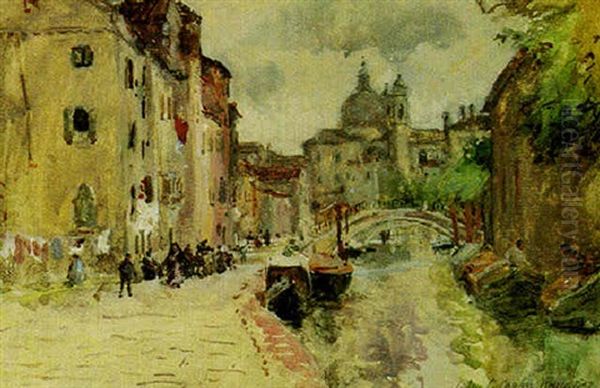 Canal In Venice Oil Painting by Colin Campbell Cooper