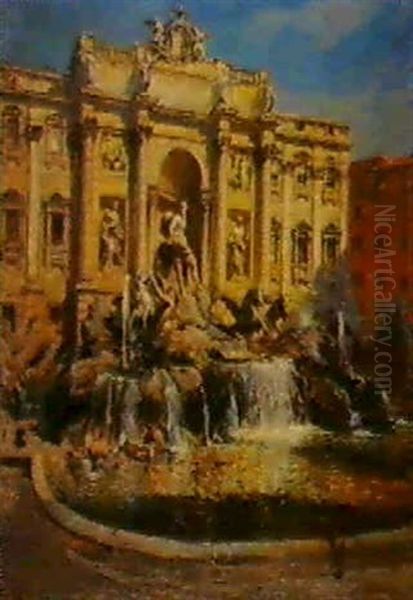 Fountain Of The Trevi, Rome Oil Painting by Colin Campbell Cooper