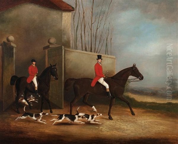 Unkenneling The Hounds Oil Painting by Edwin Cooper