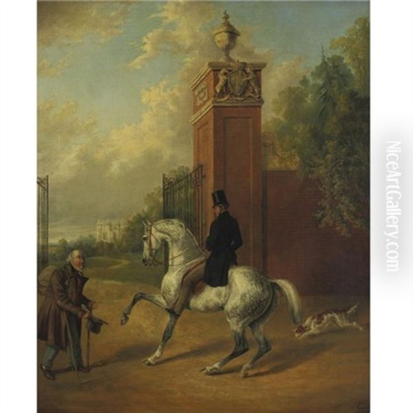 Henry Thomas, Third Earl Of Chichester Entering The Gate Of Starmer, Sussex Oil Painting by Edwin Cooper