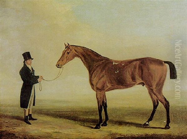 Banker, Racehorse Belonging To H.r.h. Duke Of York Oil Painting by Edwin Cooper