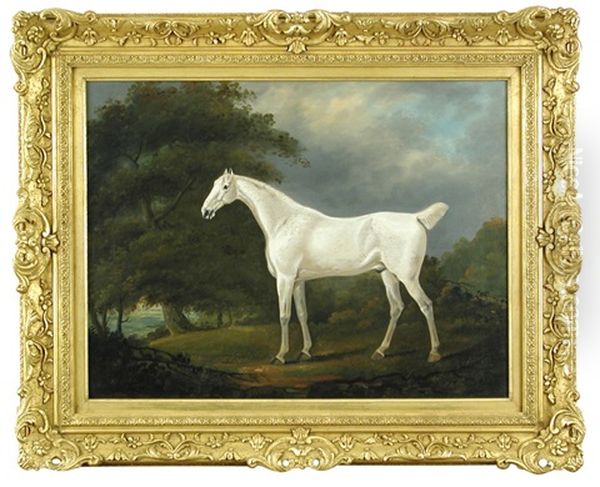 A Grey Hunter In A Landscape Oil Painting by Edwin (Sir) Cooper