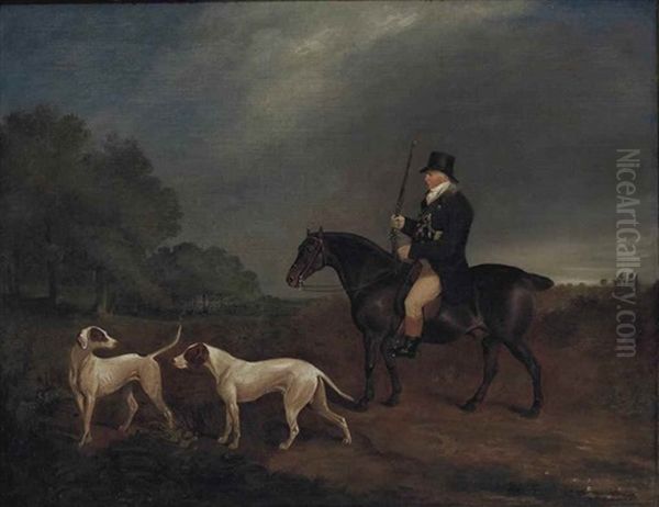 Sir Thomas Gooch, 4eme Baronnet (1745-1826), Sur Son Cheval Avec Deux Chiens Oil Painting by Edwin (Sir) Cooper