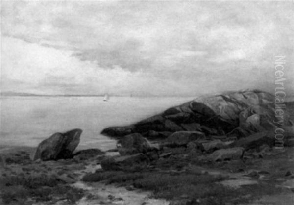 Rocky Shallows And Quiet Harbor Oil Painting by Emma Lampert Cooper