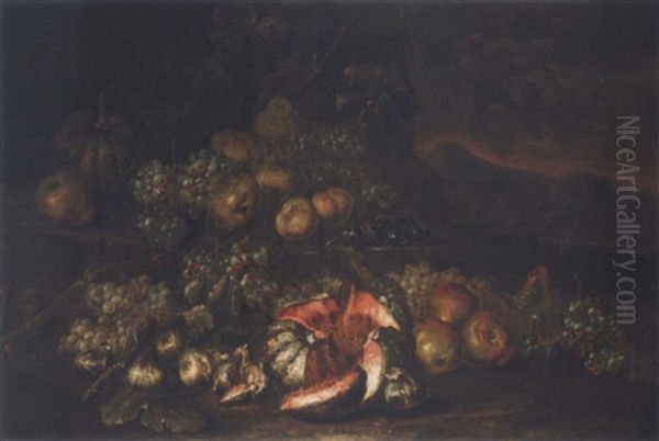 Still Life With Grapes, Figs And Pomegranates Oil Painting by Joseph Teal Cooper