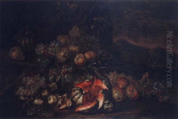 Still-life With Grapes, Figs And Pomegranates Oil Painting by Joseph Teal Cooper