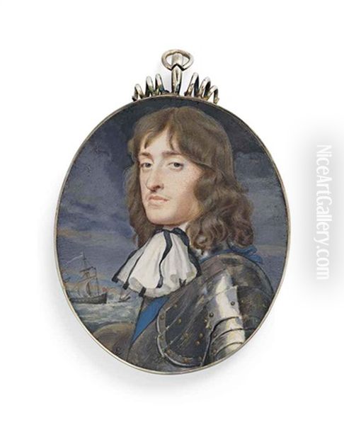 King James Ii Of England And Vii Of Scotland (1633-1701), In Gilt-studded Armour, White Cravat Tied With Black Ribbons by Samuel Cooper