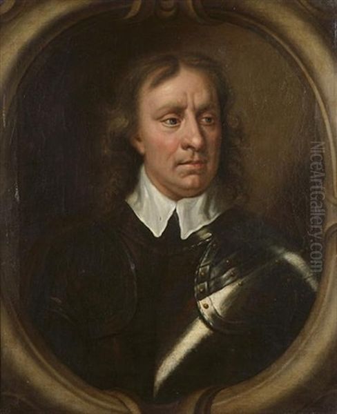 Portrait Of Oliver Cromwell, Half-length, Wearing Armour Oil Painting by Samuel Cooper