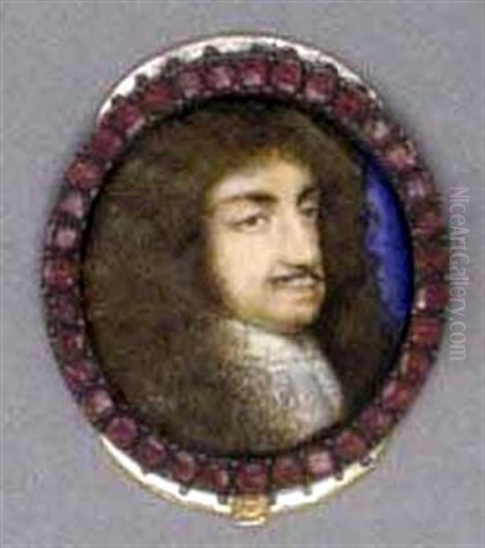 King Charles Ii In Lace Cravat, Full Bottomed Wig Oil Painting by Samuel Cooper