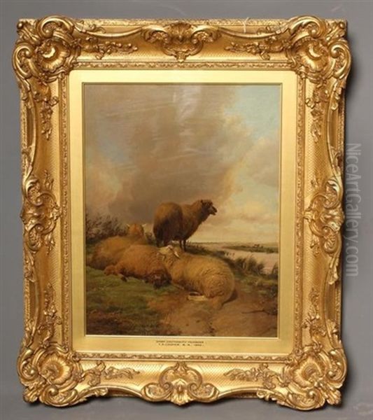 Sheep, Canterbury Meadows Oil Painting by Thomas Sidney Cooper