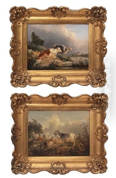 Landscapes With Cows And Goats Oil Painting by Thomas Sidney Cooper