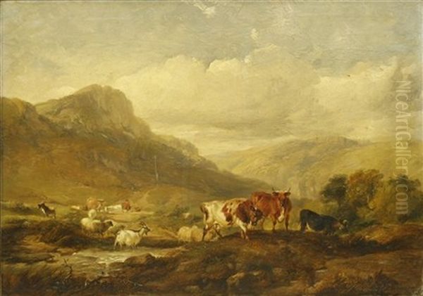 'dovedale, Derbyshire' Oil Painting by Thomas Sidney Cooper