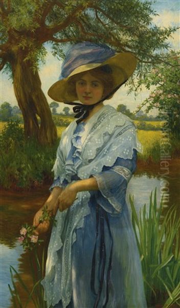 By The River Oil Painting by W. Savage Cooper