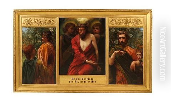 He Was Despised And Rejected Of Men (triptych) Oil Painting by W. Savage Cooper