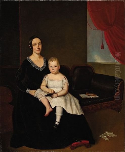 Matilda Eleanor Bowie Moore (1816-1892) And Her Son Joseph Regis Bowie Moore (b. 1835) Oil Painting by Washington Bogart Cooper