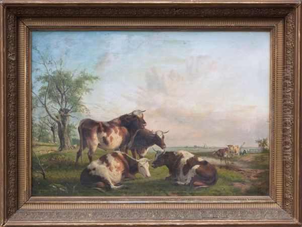 Cows Near Stream Oil Painting by William Sidney Cooper