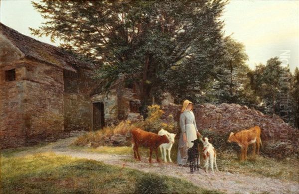 Farm Pets Oil Painting by William Sidney Cooper