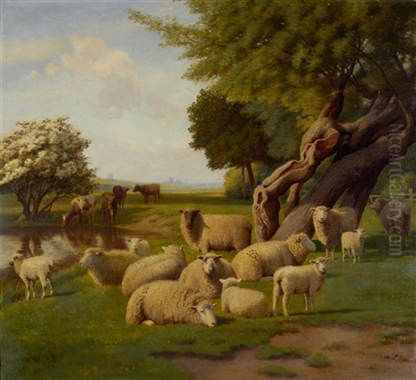 Springtime Oil Painting by William Sidney Cooper