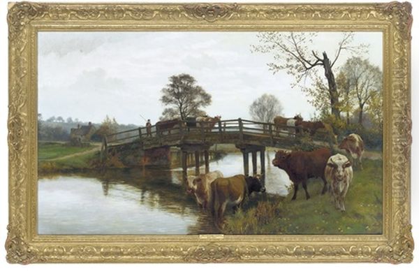 Dedham Bridge Oil Painting by William Sidney Cooper