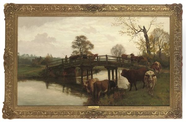 Dedham Bridge Oil Painting by William Sidney Cooper