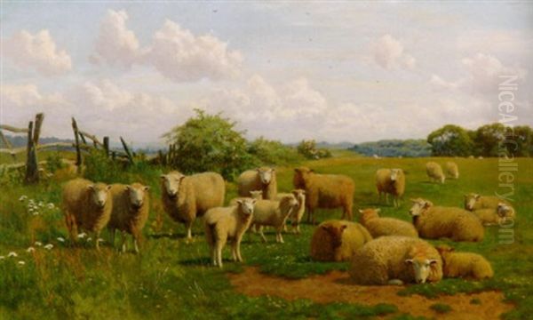 Schafe Auf Der Weide In Sommerlicher Wiesenlandschaft Oil Painting by William Sidney Cooper