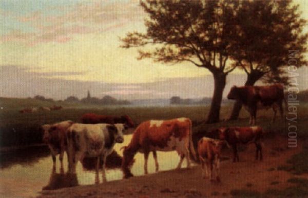 Evening In Strode Park, Kent Oil Painting by William Sidney Cooper