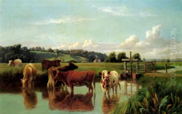 The Watering Place Oil Painting by William Sidney Cooper