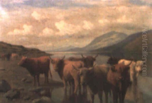 Ganado En Las Highlands Oil Painting by William Sidney Cooper