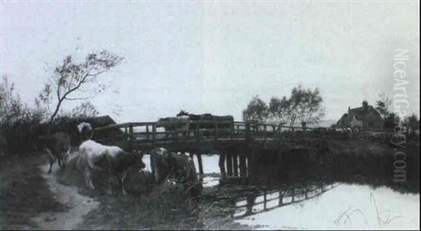 Upton Bridge, Berkshire Oil Painting by William Sidney Cooper