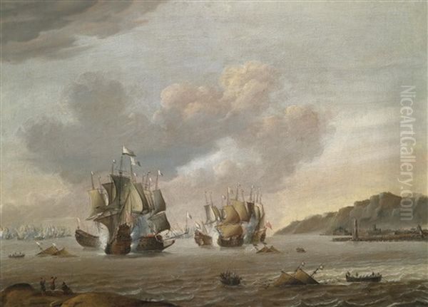 Die Seeschlacht Bei Livorno Oil Painting by Pieter Coopse