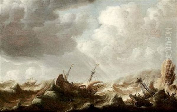 Marine Sur Une Cote Rocheuse Oil Painting by Pieter Coopse