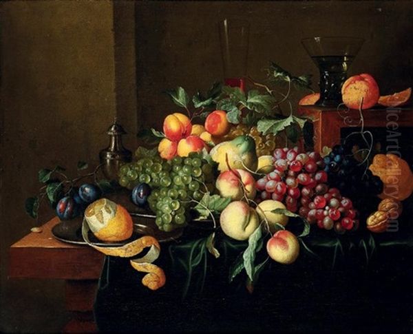 Nature Morte Aux Fruits Sur Un Entablement Oil Painting by Alexander Coosemans