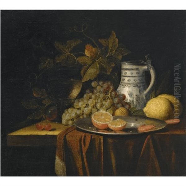 A Still Life With Fruit Oil Painting by Alexander Coosemans