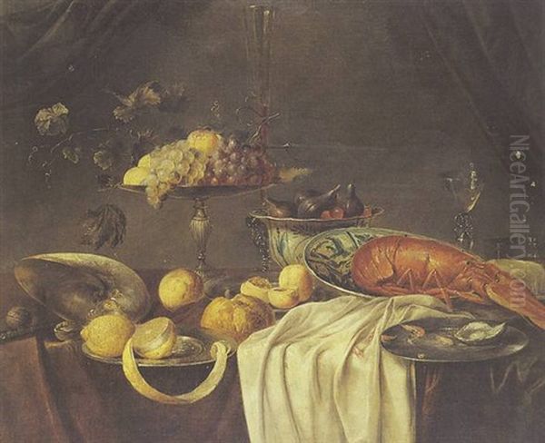 Nature Morte Aux Fruits Et Homard Oil Painting by Alexander Coosemans