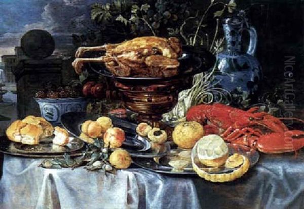 Nature Morte Au Homard Et Au Citron Oil Painting by Alexander Coosemans