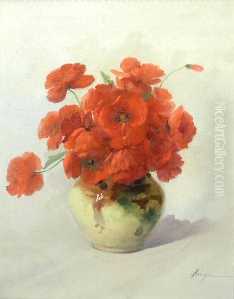 Poppies Oil Painting by Nicolae Angelescu