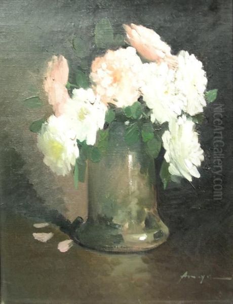 Vase With Roses by Nicolae Angelescu