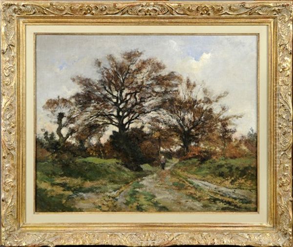 Chemin Forestier Anime Oil Painting by Joseph Theodore Coosemans