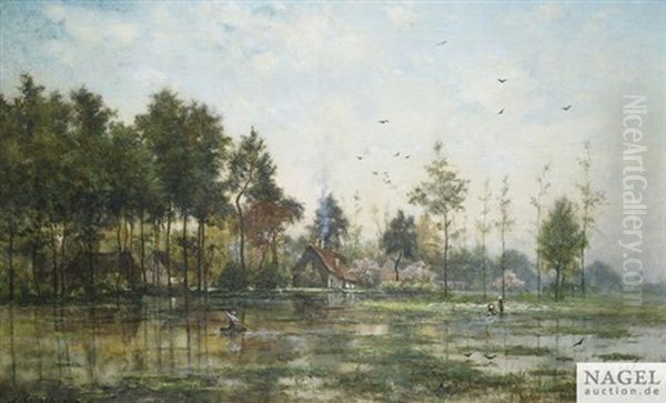 Sommerliche Auenlandschaft Oil Painting by Joseph Theodore Coosemans