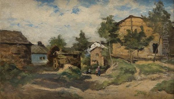 Village Ardennais Oil Painting by Joseph Theodore Coosemans