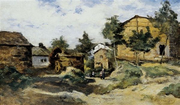 Dorpstafereel In De Ardennen Oil Painting by Joseph Theodore Coosemans