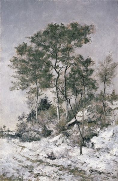 Winterlandschap - Sneeuwlandschap Te Genk (incl. Bk.) Oil Painting by Joseph Theodore Coosemans